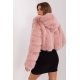 Geaca dama scurta, din blana eco, roz prafuit, cu gluga, Lubelle5 Geaca dama scurta, din blana eco, roz prafuit, cu gluga, Lubelle5 5 - jojofashion.ro