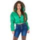 Geaca de dama de iarna verde scurta cu gluga si blanita Lexy 2 - jojofashion.ro