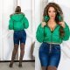 Geaca de dama de iarna verde scurta cu gluga si blanita Lexy 5 - jojofashion.ro