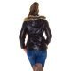 Geaca de dama neagra din fas cu snur in talie si gluga cu blanita Ruby 3 - jojofashion.ro