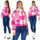 Jacheta dama crop roz cu model in carouri Lizy Jacheta dama crop roz cu model in carouri Lizy 5 - jojofashion.ro