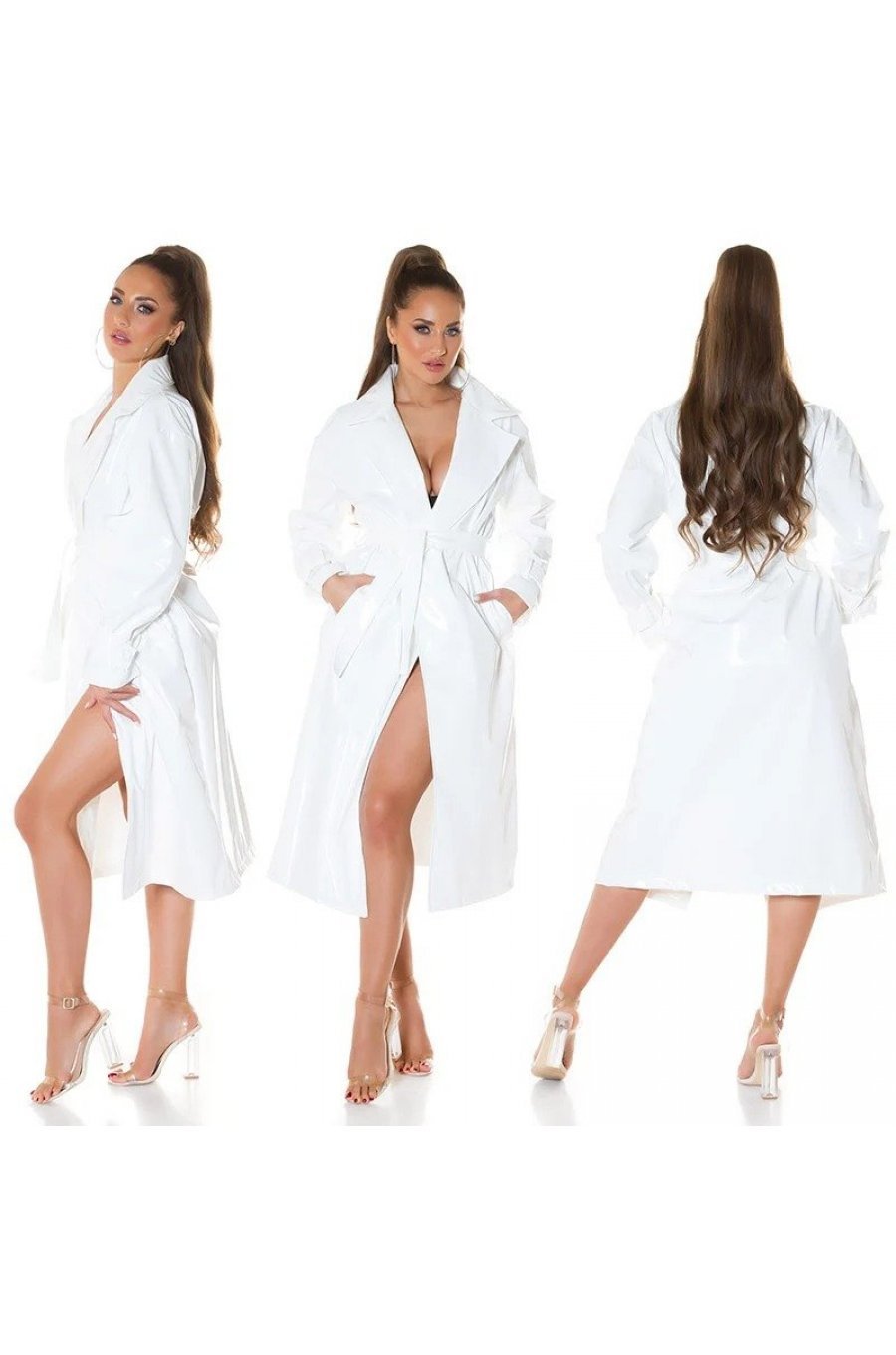 Trenci dama oversize latex alb Sherilyn Trenci dama oversize latex alb Sherilyn 6 - jojofashion.ro