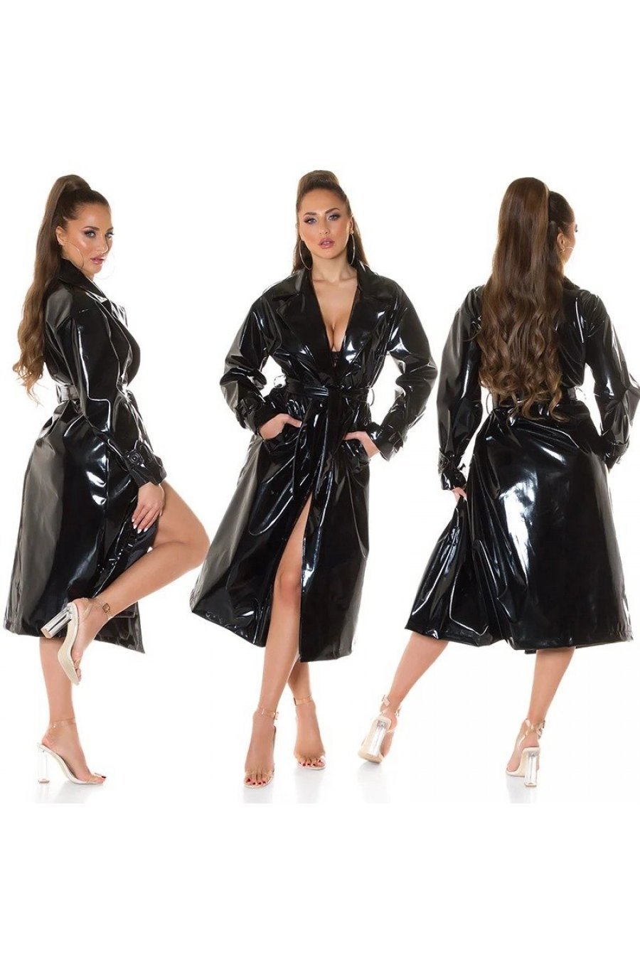 Trenci dama oversize latex negru Sherilyn Trenci dama oversize latex negru Sherilyn 4 - jojofashion.ro