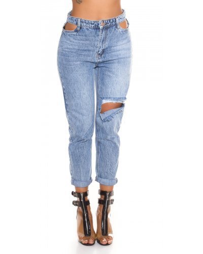 Blugi dama albastri cu talie inalta Rita - jojofashion.ro