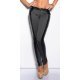 Pantaloni dama eleganti gri vascoza cu insertii din piele, talie joasa Jamilla 2 - jojofashion.ro