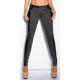 Pantaloni dama eleganti gri vascoza cu insertii din piele, talie joasa Jamilla 5 - jojofashion.ro