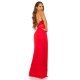 Rochie de seara eleganta lunga cu paiete rosii pe bust Sevda 3 - jojofashion.ro