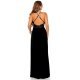 Rochie lunga neagra cu paiete pe bust Sevda 4 - jojofashion.ro