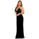 Rochie lunga neagra cu paiete pe bust Sevda 3 - jojofashion.ro