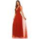 Rochie lunga rosie vaporoasa cu glitter auriu Dariana 3 - jojofashion.ro