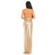 Rochie de seara eleganta lunga, cu glitter, aurie, mulata, cu umerii goi, Cleo 3 - jojofashion.ro