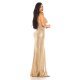 Rochie de seara eleganta lunga, cu glitter, aurie, mulata, cu umerii goi, Cleo 5 - jojofashion.ro