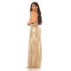 Rochie de seara eleganta lunga, cu glitter, aurie, mulata, cu umerii goi, Cleo 6 - jojofashion.ro