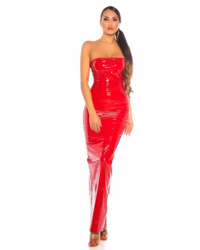 Rochie lunga rosie din latex Lizzy Rochii lungi, Rochie lunga rosie din latex Lizzy - jojofashion.ro