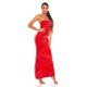 Rochie lunga rosie din latex Lizzy 5 - jojofashion.ro