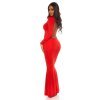 Rochie lunga rosie mulata cu maneca lunga tip sirena Thalia