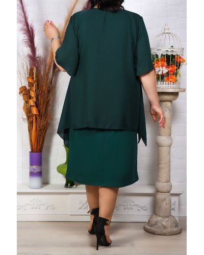 Rochie midi verde vaporoasa XXL Zina Rochie midi verde vaporoasa XXL Zina - jojofashion.ro