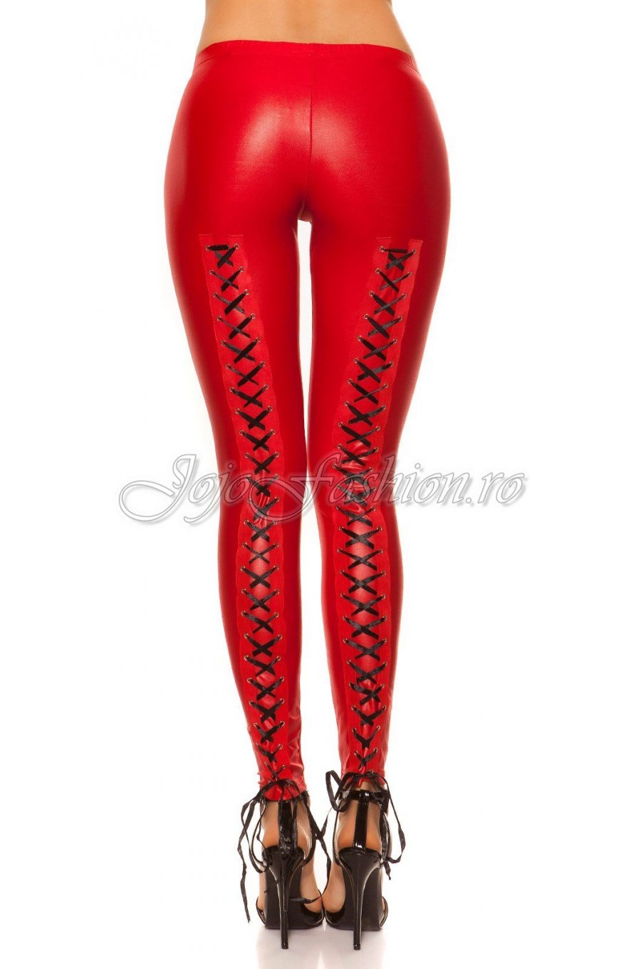 Colanti rosii cu siret WetLook Koucla Bonye Colanti rosii cu siret WetLook Koucla Bonye 1 - jojofashion.ro