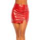 Fusta mulata piele eco scurta rosie WetLook cu fermoar pe lateral Koucla Yulia 2 - jojofashion.ro