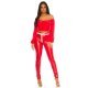 Pantaloni dama mulati rosii din piele eco cu talie inalta Kaola 4 - jojofashion.ro