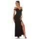 Rochie de ocazie lunga, neagra, mulata, cu umerii goi, crapata pe picior, Berda 6 - jojofashion.ro