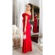 Rochie eleganta lunga, rosie, mulata, cu umerii goi, crapata pe picior, Berda 5 - jojofashion.ro