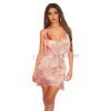 Rochie scurta mulata somon cu franjuri Darla