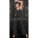 Salopeta dama de club neagra cu spatele gol Callia 2 - jojofashion.ro