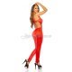 Salopeta rosie cu spatele gol piele eco si dantela mulata Paloma 4 - jojofashion.ro