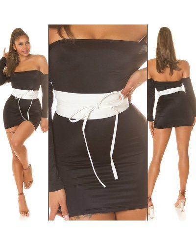 Accesorii, Curea dama, din imitatie piele, alba, lata, cu snur, Kalissy - jojofashion.ro