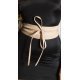 Curea dama, din imitatie piele, cappuccino, lata, cu snur, Kalissy 2 - jojofashion.ro