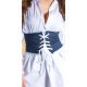 Curea dama tip corset, din denim, albastra, lata, cu snur, Hiraani 2 - jojofashion.ro