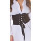 Curea dama tip corset, din denim, neagra, lata, cu snur, Hiraani Curea dama tip corset, din denim, neagra, lata, cu snur, Hiraani 2 - jojofashion.ro