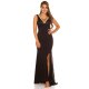 Rochie neagra lunga din dantela mulata cu spatele gol Elena 2 - jojofashion.ro