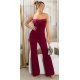 Salopeta eleganta evazata burgundy cu puf si umeri goi, Tatianne 2 - jojofashion.ro