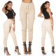 Pantaloni dama bej cargo cu buzunare aplicate Haru 7 - jojofashion.ro