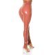 Pantaloni dama mulati maro latex cu talia inalta Chantal 2 - jojofashion.ro