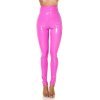 Pantaloni dama mulati roz bombon latex cu talia inalta Chantal