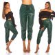 Pantaloni dama piele eco verde Mirabela 6 - jojofashion.ro