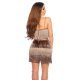 Rochie de ocazie scurta, cappuccino, mulata, cu franjuri, Darla 4 - jojofashion.ro