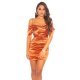 Rochie scurta mulata din satin bronz cu umerii goi Cher Rochie scurta mulata din satin bronz cu umerii goi Cher 2 - jojofashion.ro