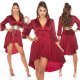 Rochie scurta, tip camasa, burgundy, asimetrica, Sabrina 4 - jojofashion.ro