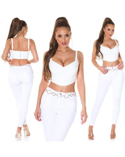 Crop top dama latex alb Kelly - jojofashion.ro