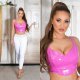 Crop top dama latex roz bombon Kelly Crop top dama latex roz bombon Kelly 4 - jojofashion.ro