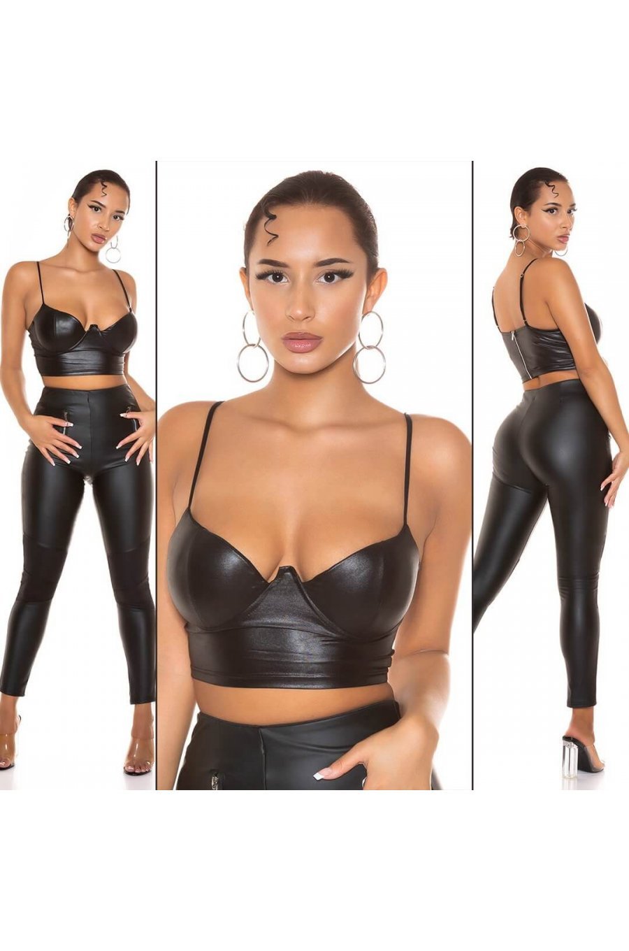Top dama negru WetLook Rotterdam Top dama negru WetLook Rotterdam 3 - jojofashion.ro