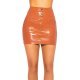 Fusta mulata lucioasa din poliuretan scurta bronz Brisena 2 - jojofashion.ro