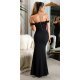 Rochie de ocazie lunga, neagra, mulata, cu umerii goi, crapata pe picior, Berda 5 - jojofashion.ro