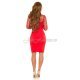 Rochie scurta, paiete, rosie, mulata, cu maneca lunga din dantela, Missa 4 - jojofashion.ro