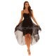 Rochie scurta neagra vaporoasa cu trena Marlyn 3 - jojofashion.ro