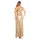 Rochie lunga aurie mulata cu umerii goi Beauty 4 - jojofashion.ro